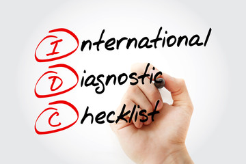 IDC - International Diagnostic Checklist, acronym wuth marker, business concept background