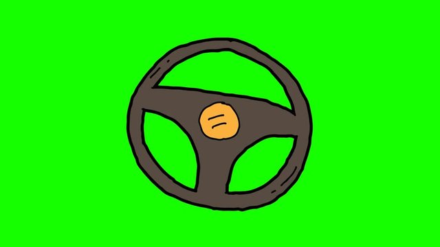 kids drawing green screen with theme of steering wheel