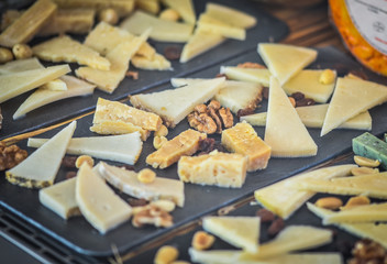 mix of cheese selection close up