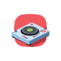 Fototapeta premium Vinyl Record Player. Vector 3d isometric color icon new flat style. Creative illustration, idea for infographics.