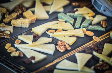 mix of cheese selection close up