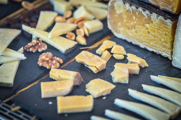 mix of cheese selection close up