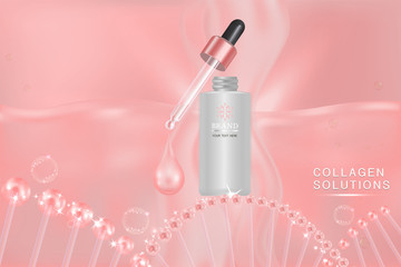 Beauty product, white cosmetic container with pink advertising background ready to use, luxury skin care ad, illustration vector.