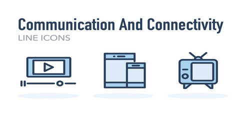 Communication And Connectivity Line Icons