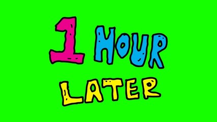 kids drawing green screen with theme of 1 hour later