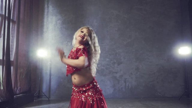 Little girl dancing belly dance