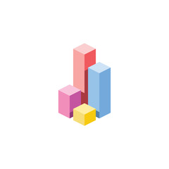 Chart graphic vector 3d isometric color icon new flat style. Creative illustration, idea for infographics.