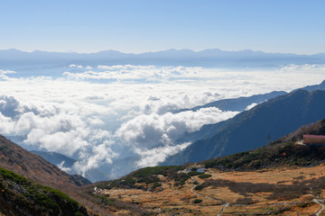 晩秋の千畳敷カールと雲海
