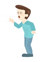 man coughs,a painful condition. vector image.
