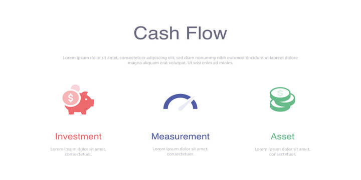 CASH FLOW INFOGRAPHIC DESIGN TEMPLATE WİTH ICONS AND 3 OPTIONS OR STEPS FOR PROCESS DIAGRAM