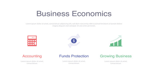 Fototapeta premium BUSINESS ECONOMICS INFOGRAPHIC DESIGN TEMPLATE WİTH ICONS AND 3 OPTIONS OR STEPS FOR PROCESS DIAGRAM