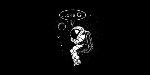 Lonely astronaut in the space vector illustration. Space man in spacesuit and helmet © kora_ra_123