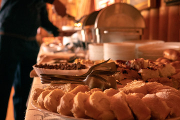 Buffet at the hotel. Breakfast.