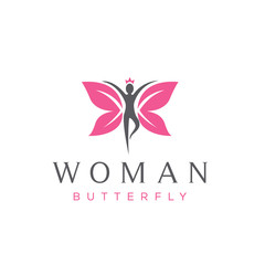 Creative Butterfly With Woman Logo Template-vector