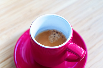 Espresso coffe in red cup