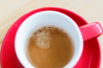 Espresso coffe in red cup