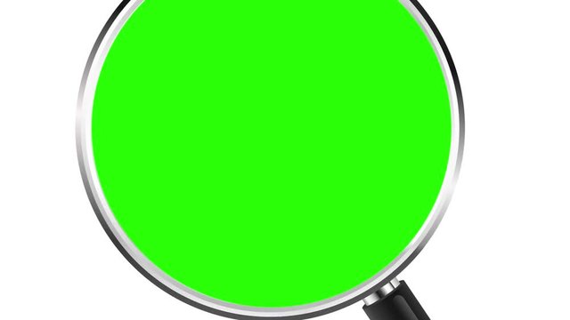 Magnifying glass with zoom into chroma key green insert. 4K