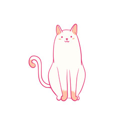 Cute cat is sitting. Pets grooming or veterinarian icon. Kitten isolated