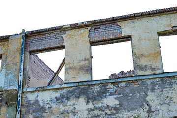 Old building wall, isolated