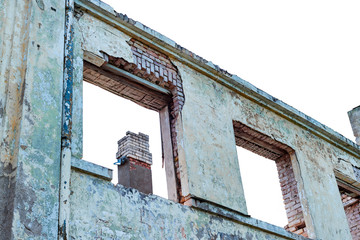 Old building wall, isolated