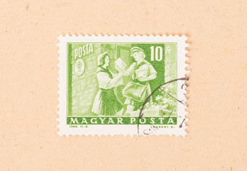 HUNGARY  - CIRCA 1964: A stamp printed in Hungary shows hungarian postage service, circa 1964