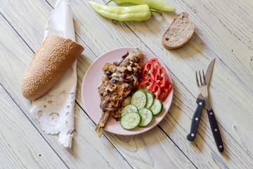 Ready meals. Fried fish with vegetables