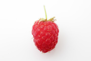 Raspberry on white background macro
