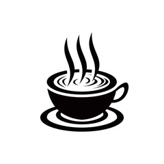 Black coffee logo. Hot coffee logo