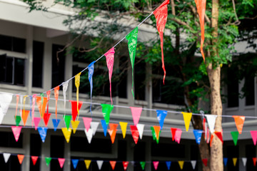 Multicolored triangular flag blur