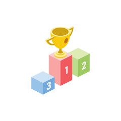 Victory cup isometric illustrate 3d vector icon. Creative design idea.