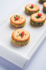 homemade salted Biscuit chat or sandwich for kids or starers for guests