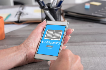 E-learning concept on a smartphone