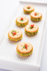 homemade salted Biscuit chat or sandwich for kids or starers for guests