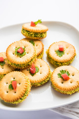 homemade salted Biscuit chat or sandwich for kids or starers for guests