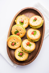 homemade salted Biscuit chat or sandwich for kids or starers for guests