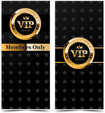 Premium VIP banners with gold elements and crown