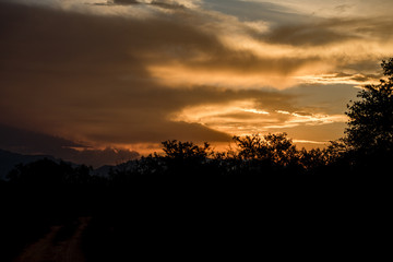 Fototapeta na wymiar Beautiful sunset in africa with orange sky