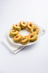 homemade salted Biscuit chat or sandwich for kids or starers for guests