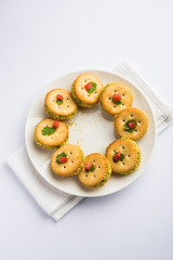 homemade salted Biscuit chat or sandwich for kids or starers for guests