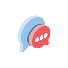 Speech bubble set. Vector 3d isometric color icon new flat style. Creative illustration, idea for infographics.