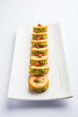 homemade salted Biscuit chat or sandwich for kids or starers for guests