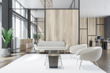 Waiting room with sofa and armchairs