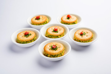 homemade salted Biscuit chat or sandwich for kids or starers for guests