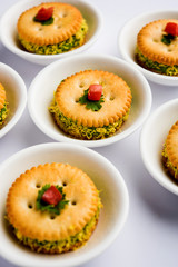 homemade salted Biscuit chat or sandwich for kids or starers for guests