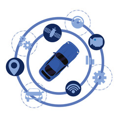 autonomous smart car icon vector ilustration