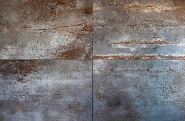 Large porcelain stoneware tiles for coverings, rust style.