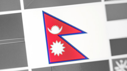 Nepal national flag of country. Nepal flag on the display, a digital moire effect.