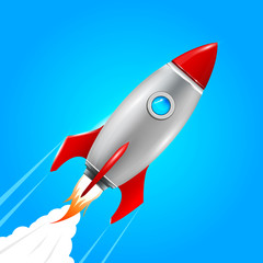 Rocket, icon. Space rocket launch. Rocket background, product cover, Startup creative idea. Isometric vector illustration EPS 10.