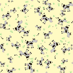 Obraz premium Cute smile cows seamless pattern,cartoon illustration eps10