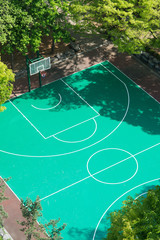Aerial view of basketball court at park outdoor .